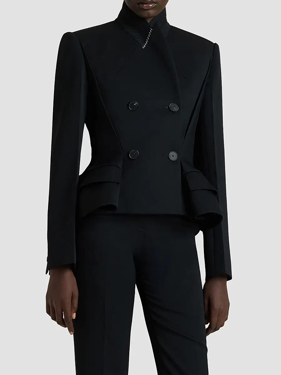 Givenchy Women's Pinch Double-Breasted Jacket in Wool - Black | Thumbnail 5