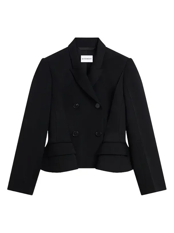 Women's Pinch Double-Breasted Jacket in Wool - Black Women's Pinch Double-Breasted Jacket in Wool - Black