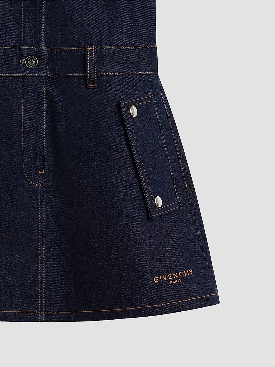 Givenchy Women's Mini Dress in Raw Denim - Dark Blue | Thumbnail 3 Givenchy Women's Mini Dress in Raw Denim - Dark Blue | Thumbnail 3