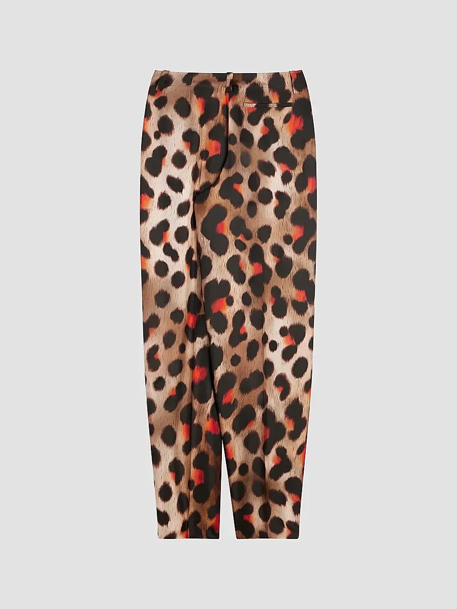 Givenchy Women's Pinch Pants in Silk with Leopard Print - Brown Multi | Thumbnail 3