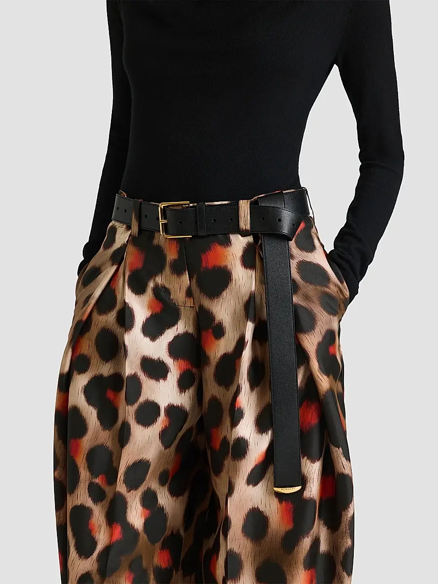 Givenchy Women's Pinch Pants in Silk with Leopard Print - Brown Multi | Thumbnail 6