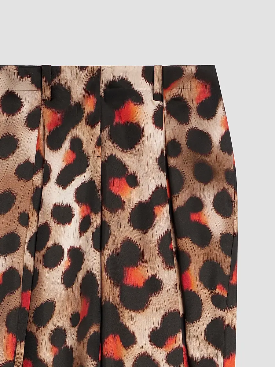 Givenchy Women's Pinch Pants in Silk with Leopard Print - Brown Multi | Thumbnail 7