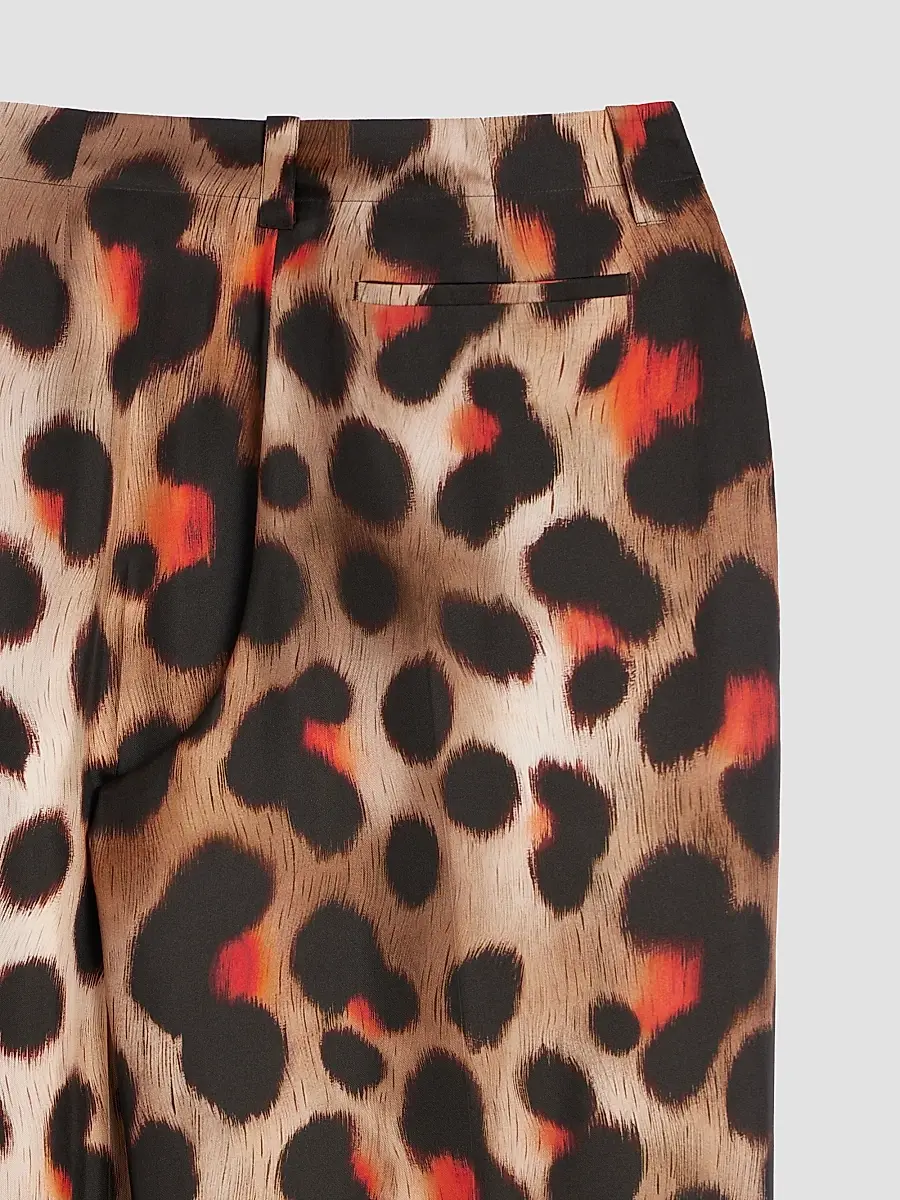 Givenchy Women's Pinch Pants in Silk with Leopard Print - Brown Multi | Thumbnail 8