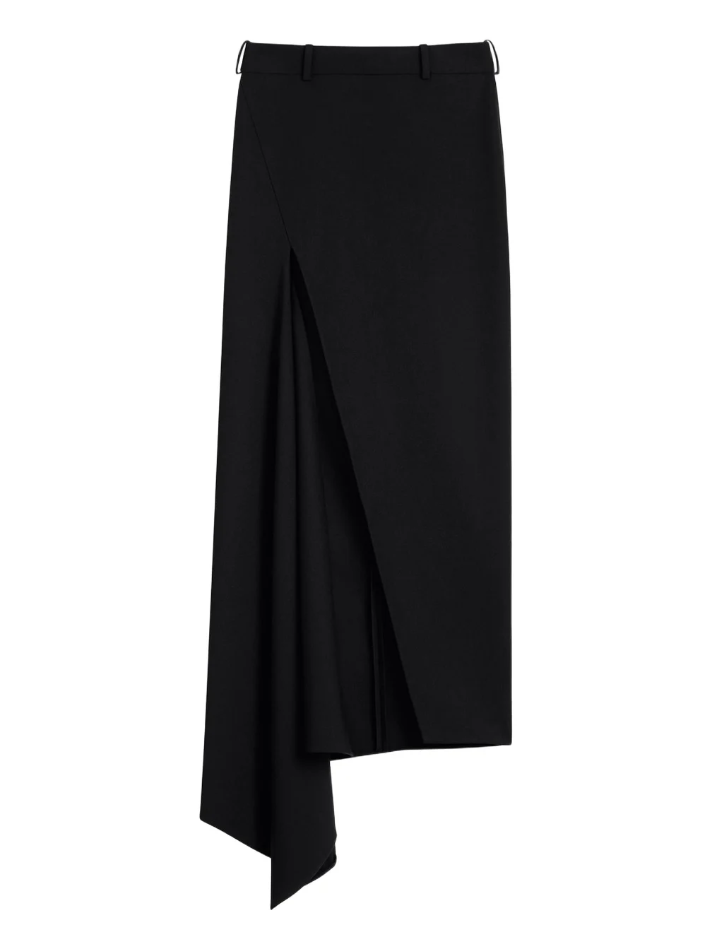 Women's Slashed Long Skirt in Wool - Black