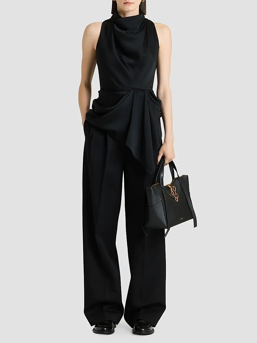 Givenchy Women's Draped Top in Crepe Satin - Black | Thumbnail 2