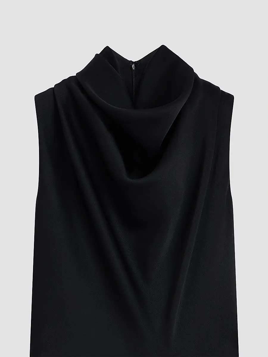 Givenchy Women's Draped Top in Crepe Satin - Black | Thumbnail 4