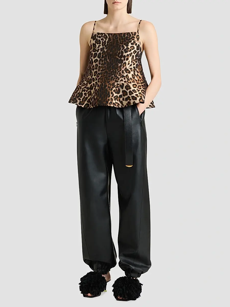 Givenchy Women's Sliced Top in Leopard Jacquard - Brown | Thumbnail 2 Givenchy Women's Sliced Top in Leopard Jacquard - Brown | Thumbnail 2
