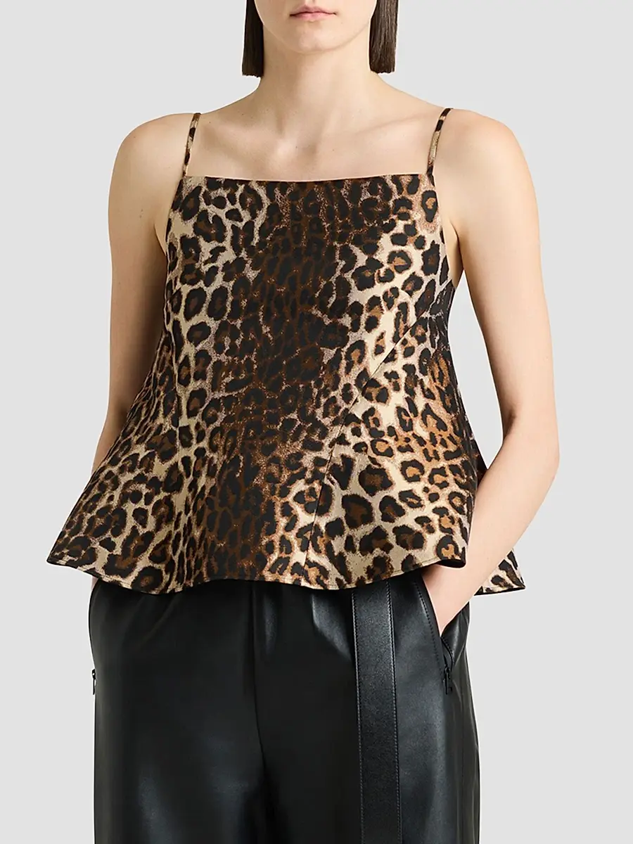 Givenchy Women's Sliced Top in Leopard Jacquard - Brown | Thumbnail 6 Givenchy Women's Sliced Top in Leopard Jacquard - Brown | Thumbnail 6