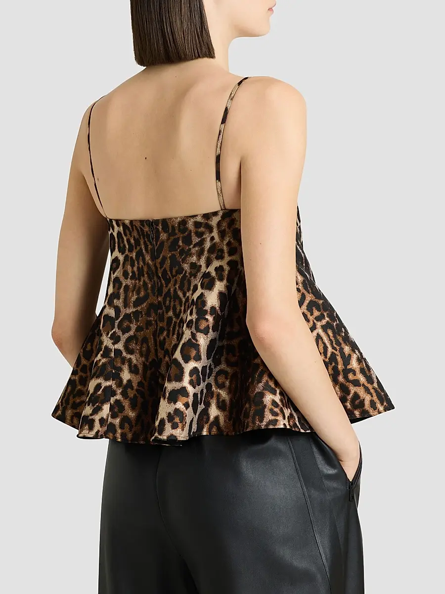 Givenchy Women's Sliced Top in Leopard Jacquard - Brown | Thumbnail 7 Givenchy Women's Sliced Top in Leopard Jacquard - Brown | Thumbnail 7