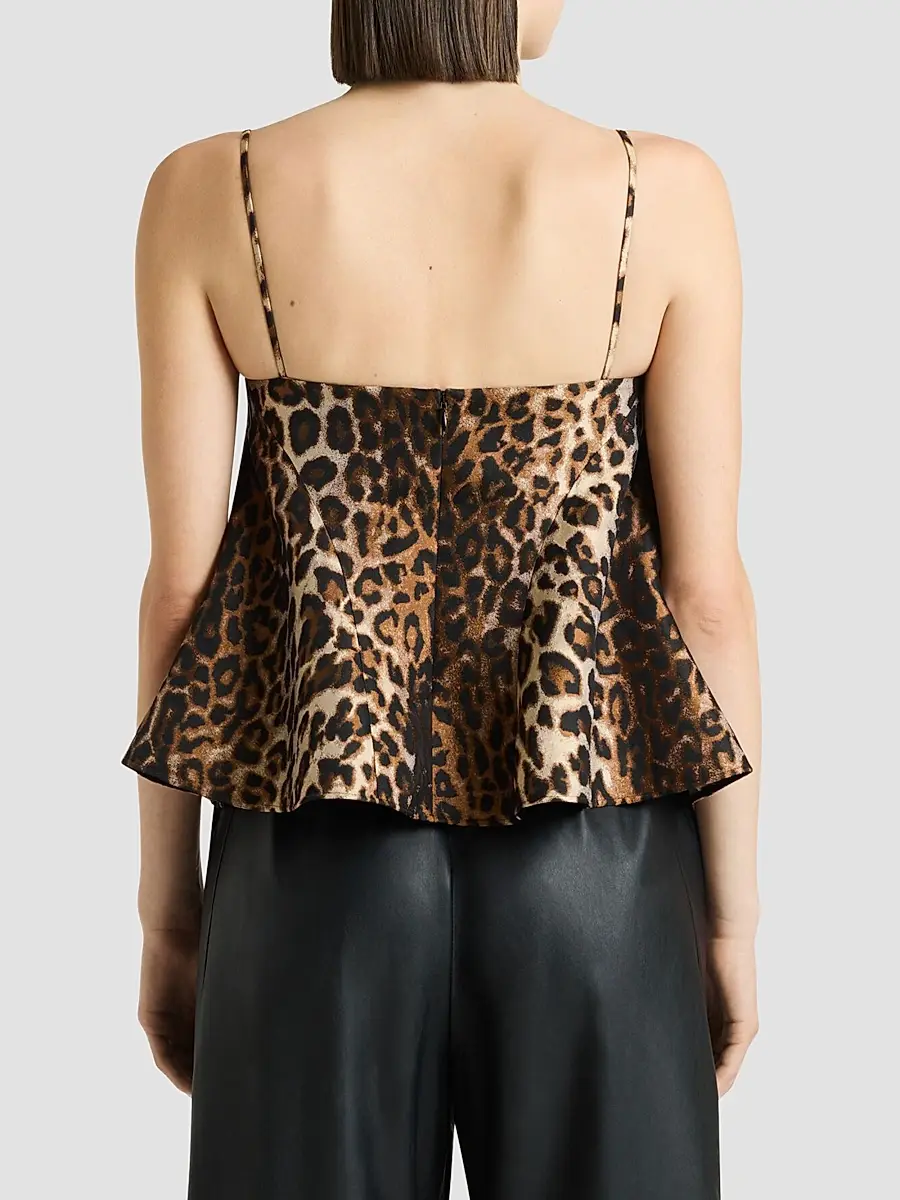 Givenchy Women's Sliced Top in Leopard Jacquard - Brown | Thumbnail 8 Givenchy Women's Sliced Top in Leopard Jacquard - Brown | Thumbnail 8