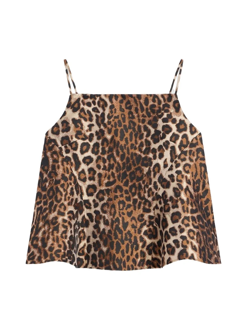 Givenchy Women's Sliced Top in Leopard Jacquard - Brown
