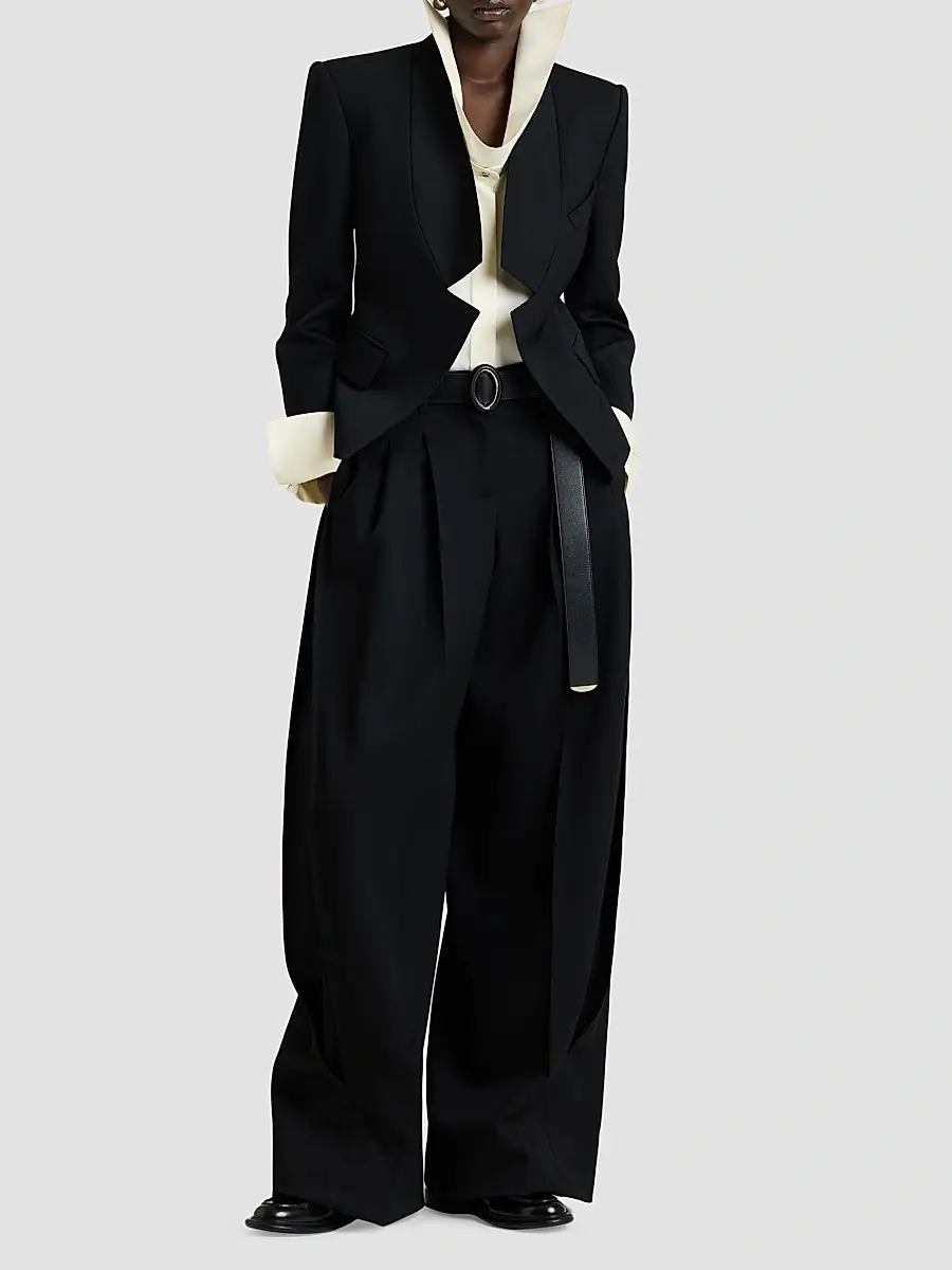 Givenchy Women's Reverse Lapel Blazer in wool - Black | Thumbnail 2