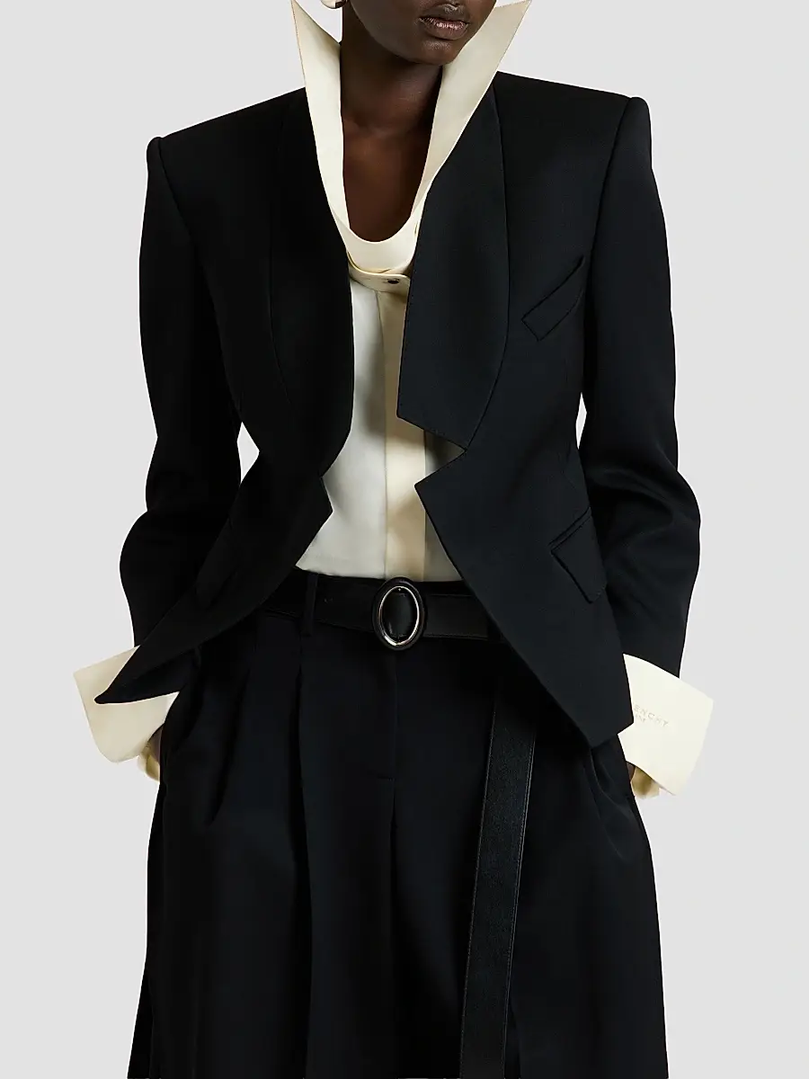 Givenchy Women's Reverse Lapel Blazer in wool - Black | Thumbnail 6