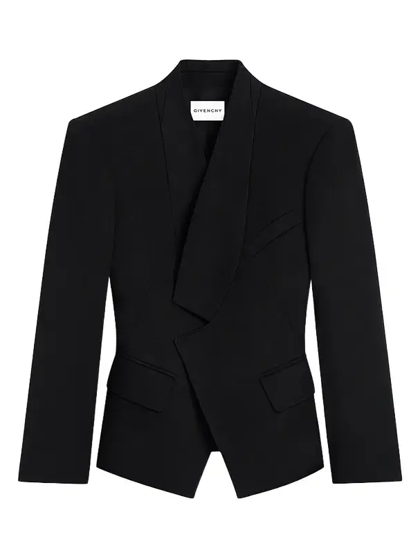 Women's Reverse Lapel Blazer in wool - Black Women's Reverse Lapel Blazer in wool - Black