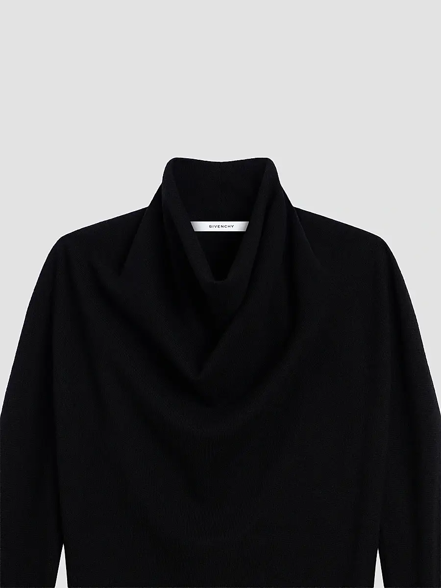 Givenchy Women's Draped Sweater in Wool - Black | Thumbnail 3