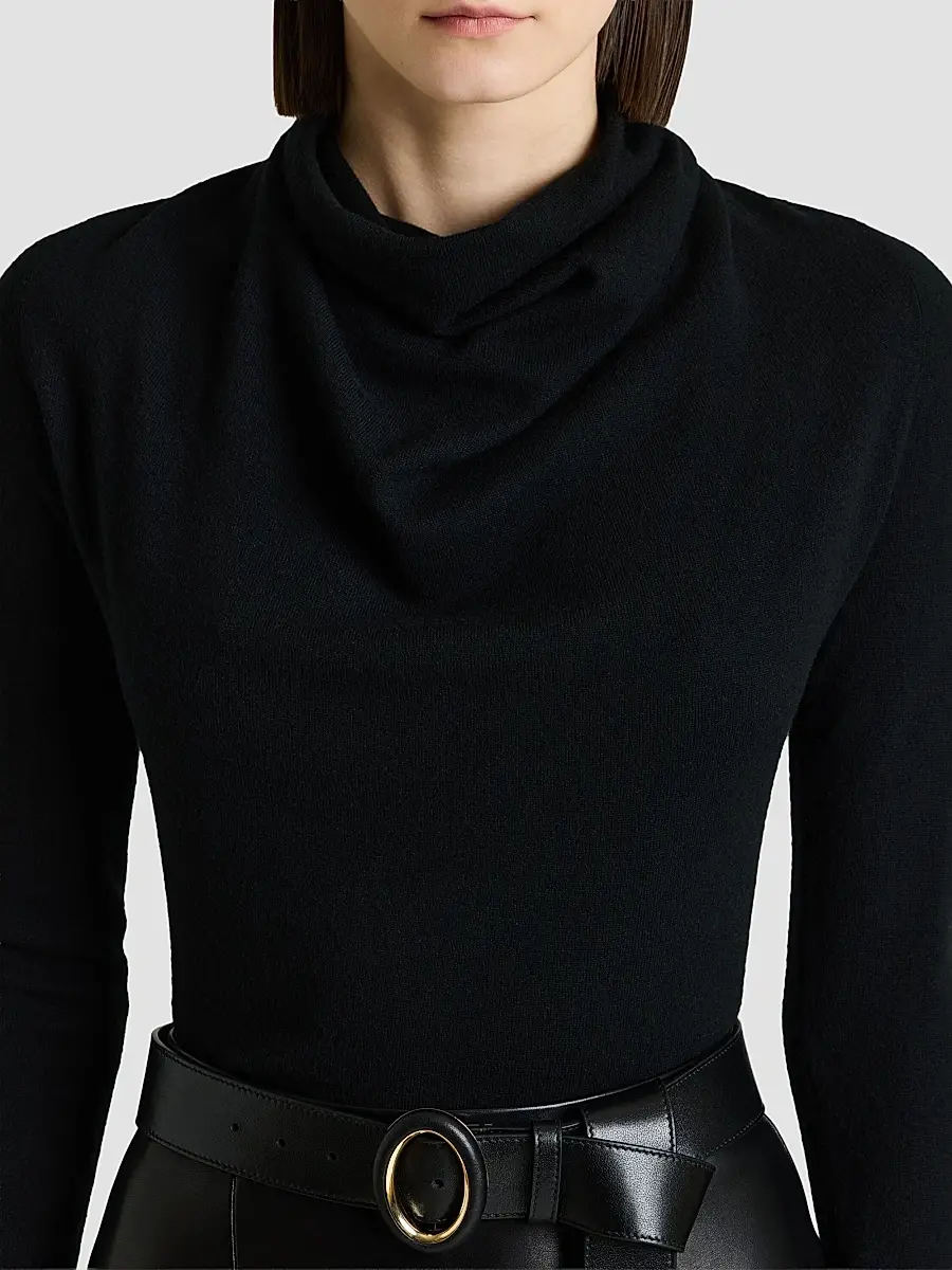 Givenchy Women's Draped Sweater in Wool - Black | Thumbnail 5