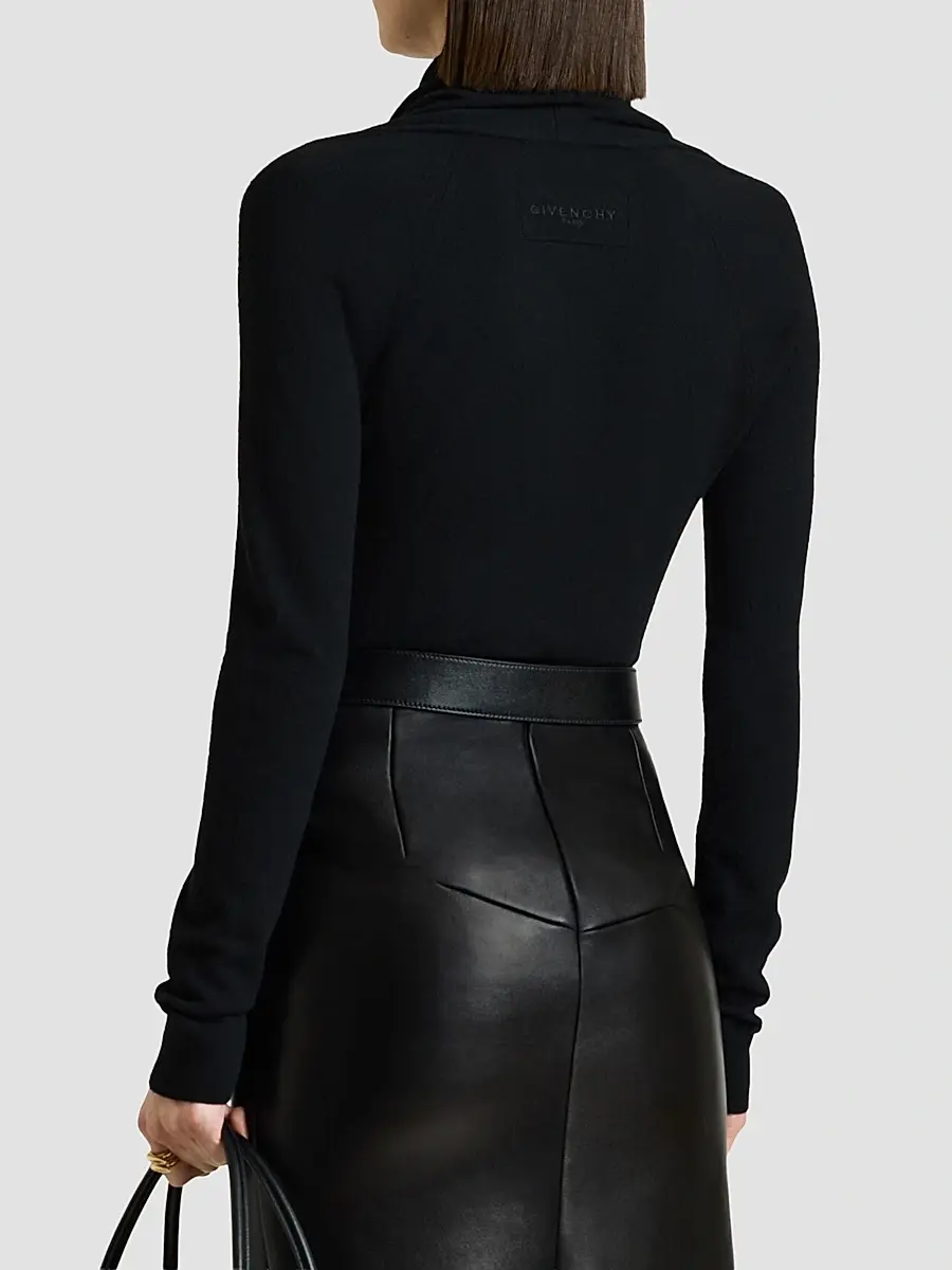 Givenchy Women's Draped Sweater in Wool - Black | Thumbnail 6