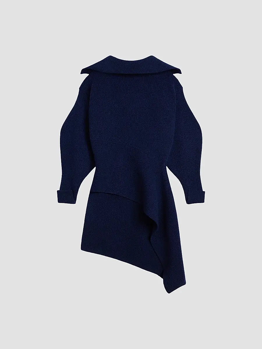 Givenchy Women's Slashed Mini Dress in Wool and Cashmere - Cobalt Blue | Thumbnail 2