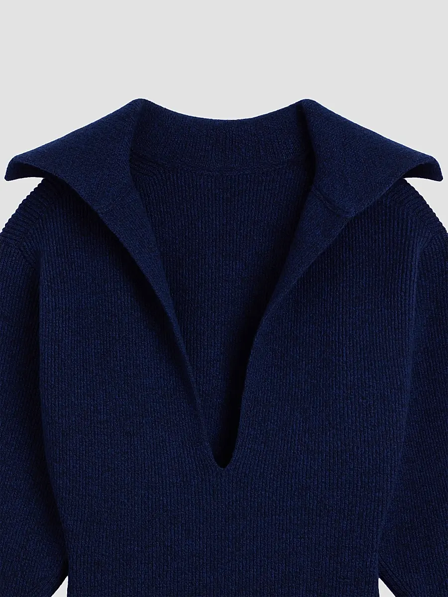 Givenchy Women's Slashed Mini Dress in Wool and Cashmere - Cobalt Blue | Thumbnail 4