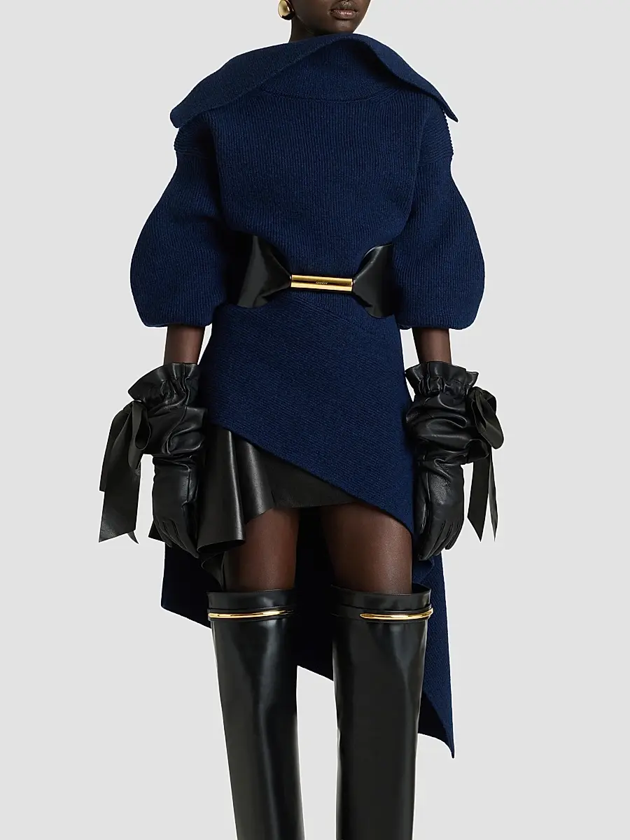 Givenchy Women's Slashed Mini Dress in Wool and Cashmere - Cobalt Blue | Thumbnail 5