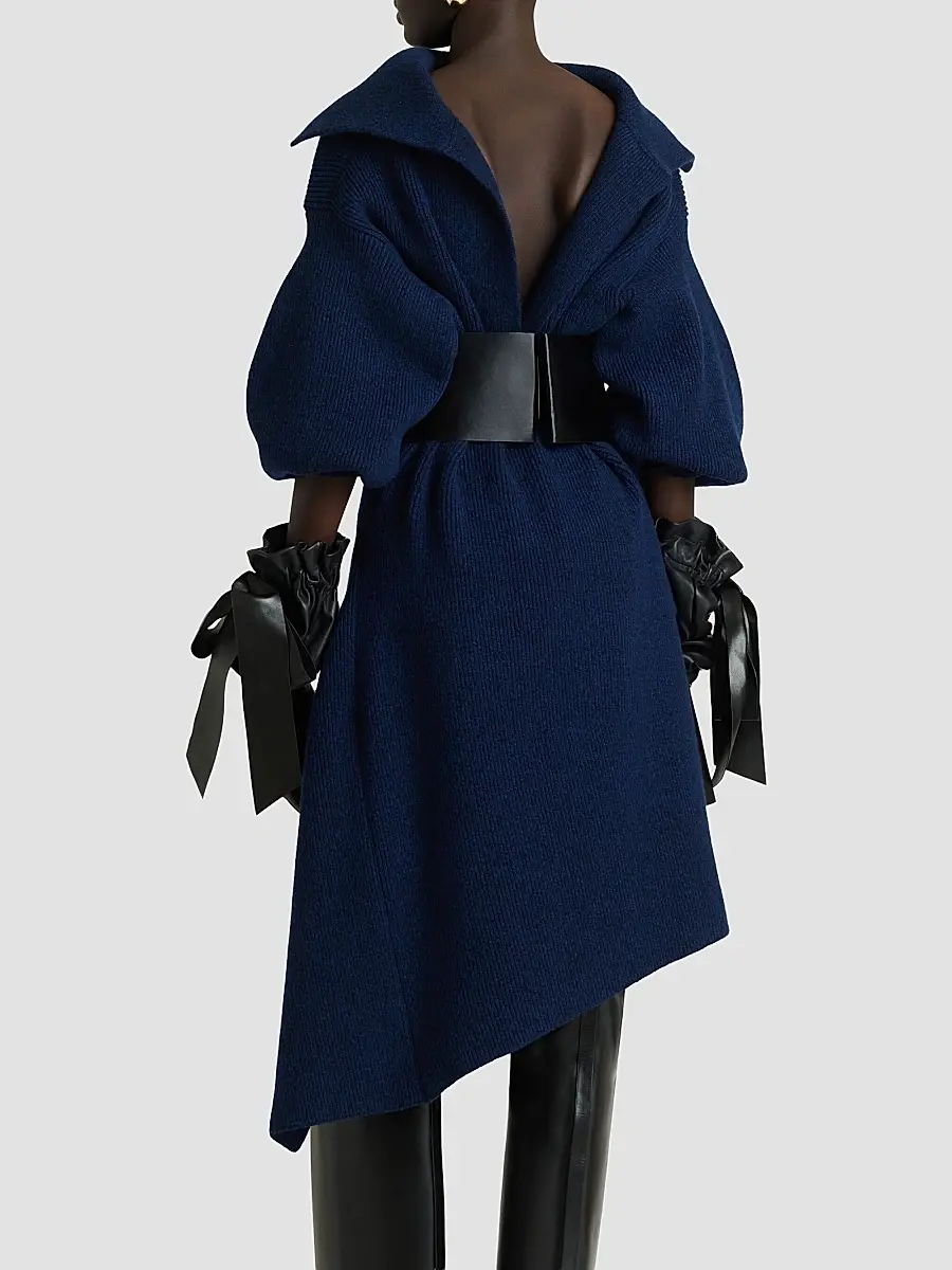 Givenchy Women's Slashed Mini Dress in Wool and Cashmere - Cobalt Blue | Thumbnail 6