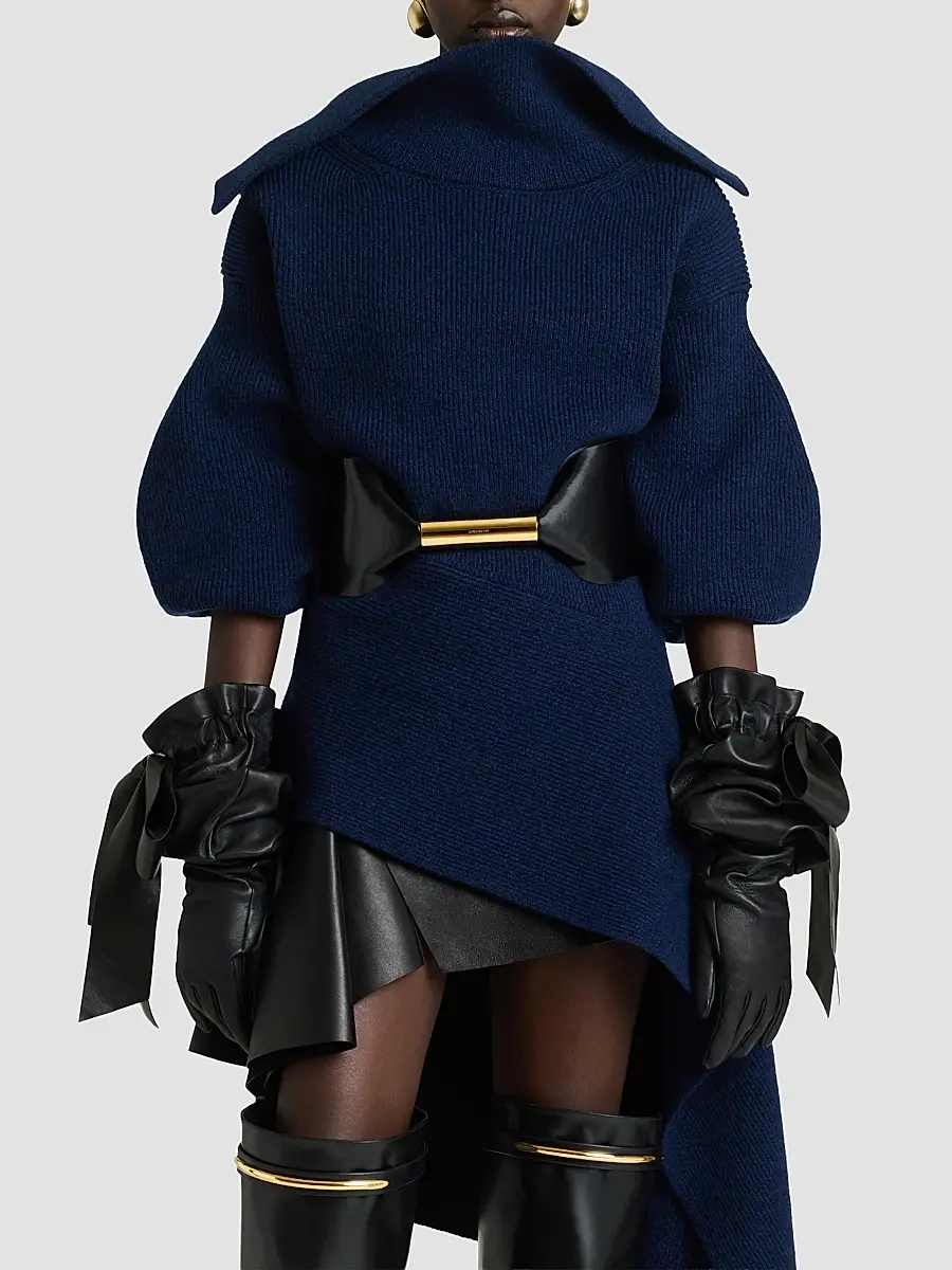 Givenchy Women's Slashed Mini Dress in Wool and Cashmere - Cobalt Blue | Thumbnail 7