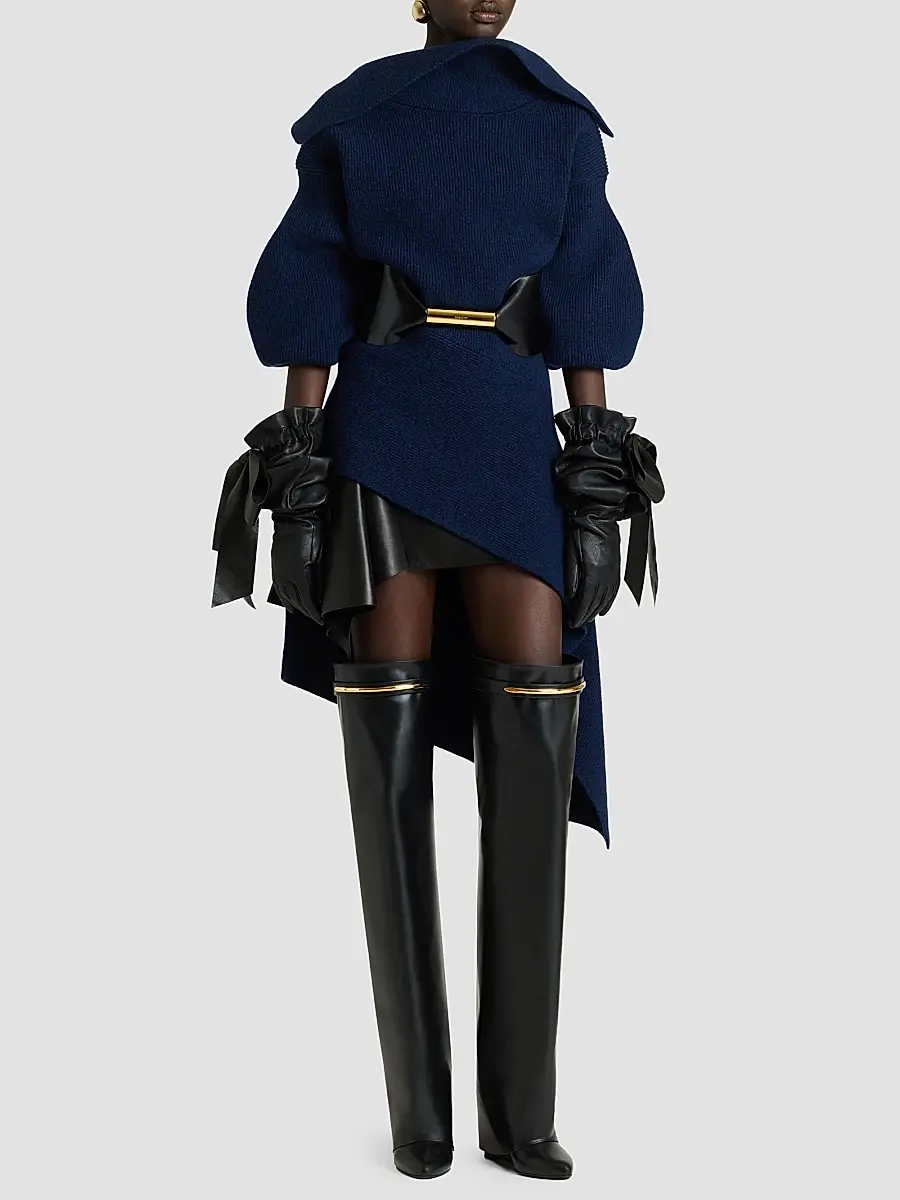 Givenchy Women's Slashed Mini Dress in Wool and Cashmere - Cobalt Blue | Thumbnail 8