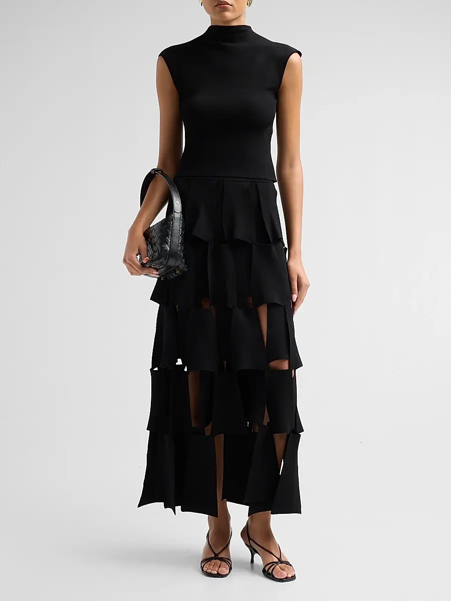 A.W.A.K.E. MODE A. W.A. K.E. MODE Women's Knitted Multi-Trapeze Maxi Skirt | Thumbnail 2 A.W.A.K.E. MODE A. W.A. K.E. MODE Women's Knitted Multi-Trapeze Maxi Skirt | Thumbnail 2