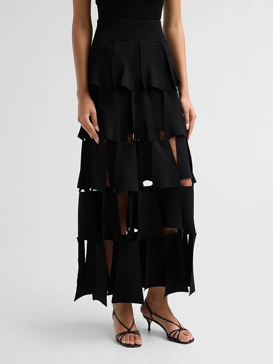 A.W.A.K.E. MODE A. W.A. K.E. MODE Women's Knitted Multi-Trapeze Maxi Skirt | Thumbnail 4 A.W.A.K.E. MODE A. W.A. K.E. MODE Women's Knitted Multi-Trapeze Maxi Skirt | Thumbnail 4