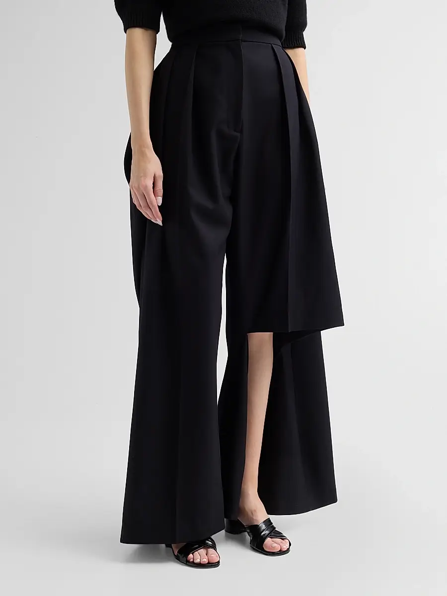 A.W.A.K.E. MODE A. W.A. K.E. MODE Women's Draped Wool Slit Knee Pants | Thumbnail 4 A.W.A.K.E. MODE A. W.A. K.E. MODE Women's Draped Wool Slit Knee Pants | Thumbnail 4