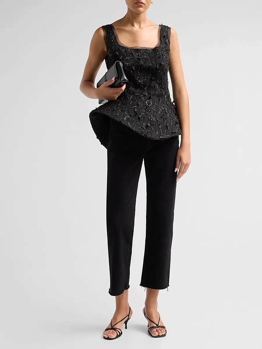 A.W.A.K.E. MODE A. W.A. K.E. MODE Women's Basque Embellished Ballerina Top | Thumbnail 2 A.W.A.K.E. MODE A. W.A. K.E. MODE Women's Basque Embellished Ballerina Top | Thumbnail 2