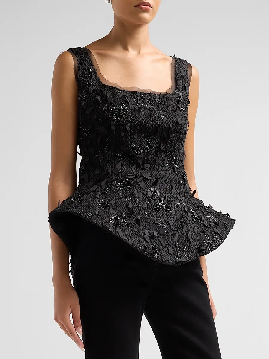 A.W.A.K.E. MODE A. W.A. K.E. MODE Women's Basque Embellished Ballerina Top | Thumbnail 4 A.W.A.K.E. MODE A. W.A. K.E. MODE Women's Basque Embellished Ballerina Top | Thumbnail 4