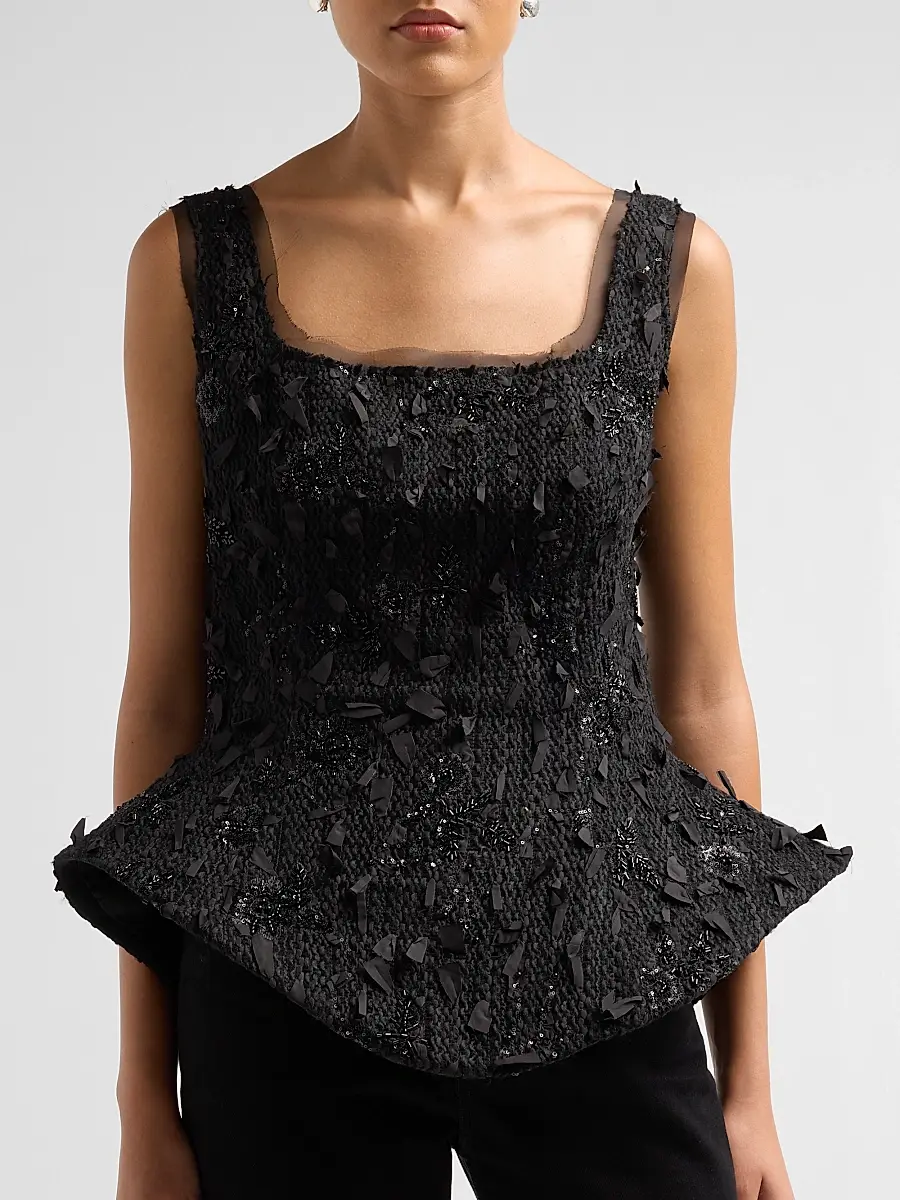 A.W.A.K.E. MODE A. W.A. K.E. MODE Women's Basque Embellished Ballerina Top | Thumbnail 5 A.W.A.K.E. MODE A. W.A. K.E. MODE Women's Basque Embellished Ballerina Top | Thumbnail 5
