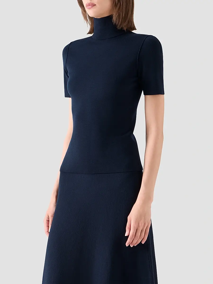 Akris punto Women's Stretch Wool Mock Turtleneck Top | Thumbnail 6