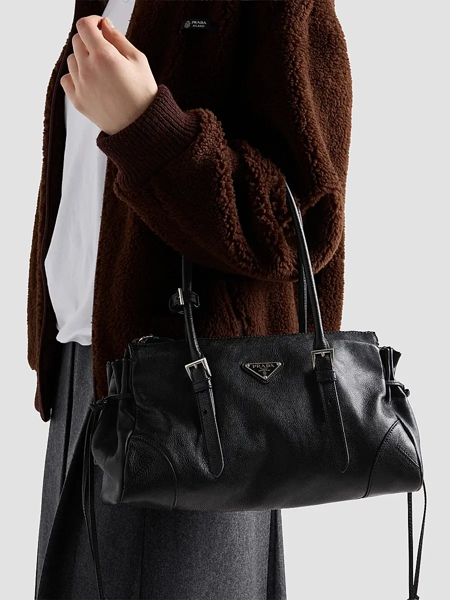 Prada Women's Bonnie Medium Antiqued Leather Top Handle Bag | Thumbnail 4 Prada Women's Bonnie Medium Antiqued Leather Top Handle Bag | Thumbnail 4