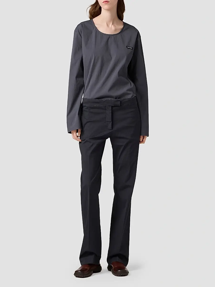 Miu Miu Women's Stretch Poplin Pants | Thumbnail 2 Miu Miu Women's Stretch Poplin Pants | Thumbnail 2