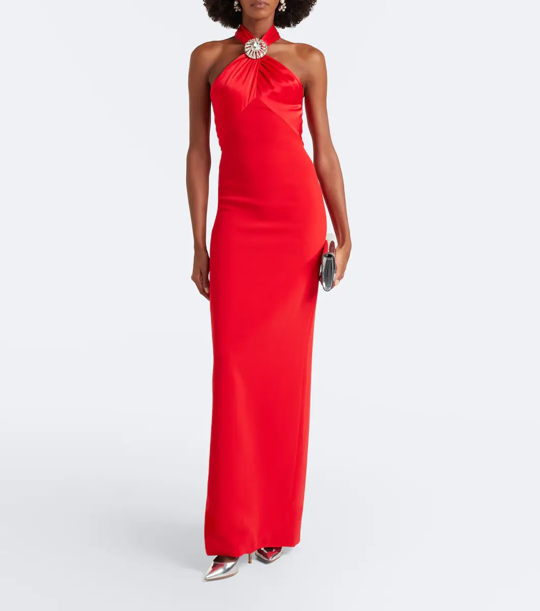 David Koma Embellished halterneck satin-trimmed gown | Thumbnail 3 David Koma Embellished halterneck satin-trimmed gown | Thumbnail 3