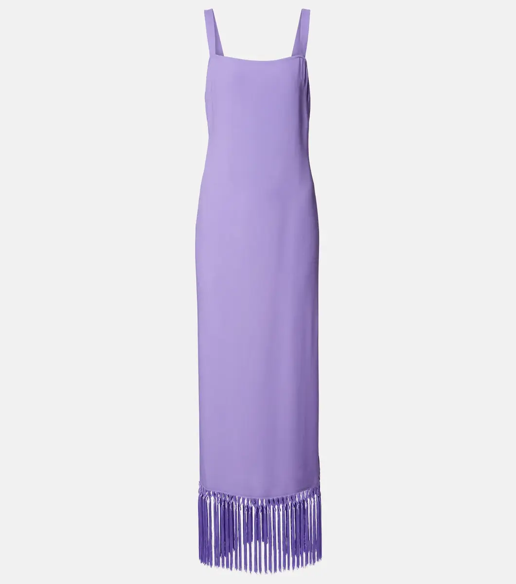 Taller Marmo Palermo fringed crêpe cady midi dress | Thumbnail 2 Taller Marmo Palermo fringed crêpe cady midi dress | Thumbnail 2