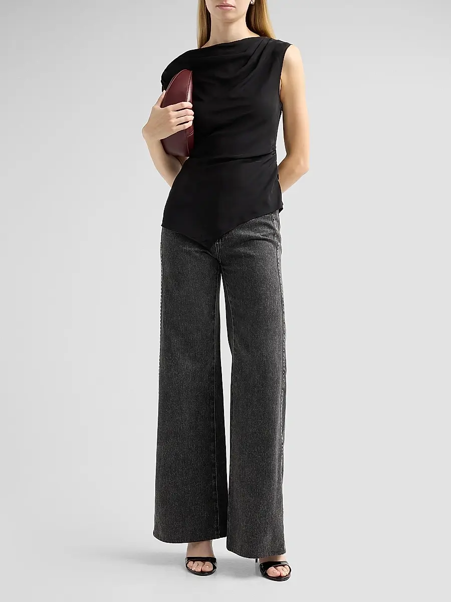 Veronica Beard Women's Yvonne Asymmetric Crepe De Chine Top | Thumbnail 2