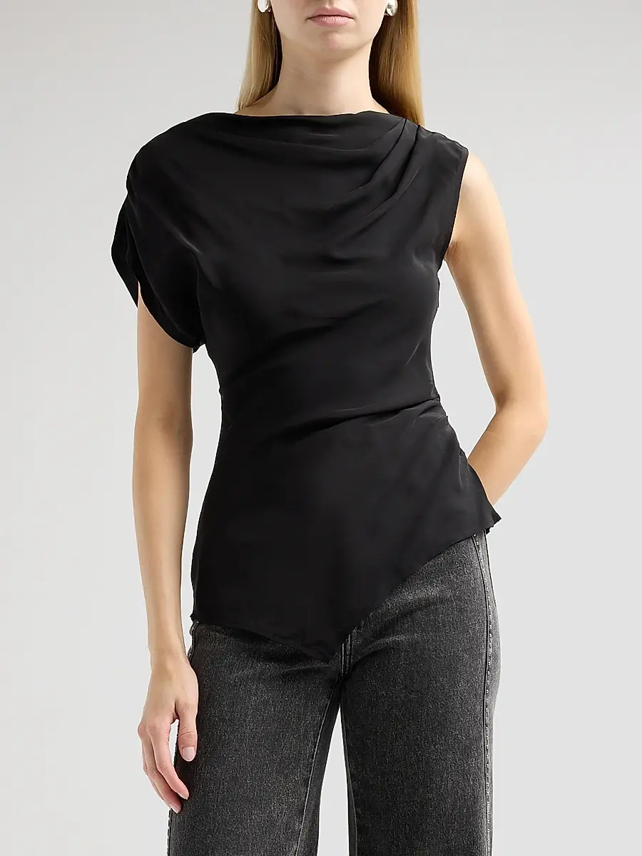 Veronica Beard Women's Yvonne Asymmetric Crepe De Chine Top | Thumbnail 4