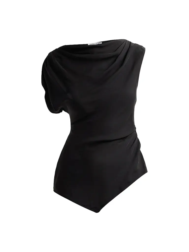 Veronica Beard Women's Yvonne Asymmetric Crepe De Chine Top - Black - Size 14 | Image 1 Veronica Beard Women's Yvonne Asymmetric Crepe De Chine Top - Black - Size 14 | Image 1