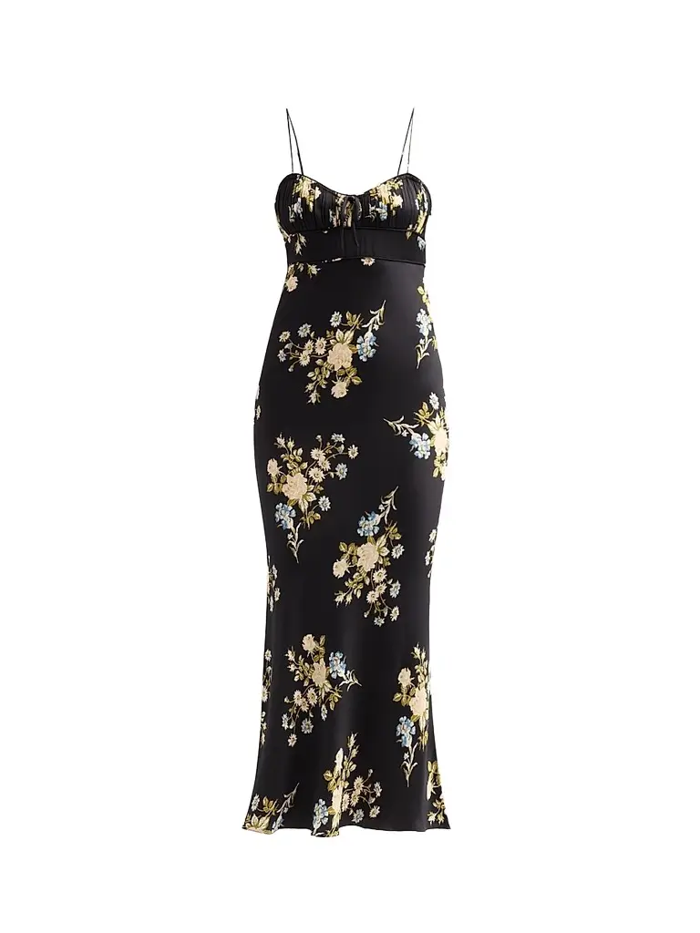 Veronica Beard Women's Kieren Floral Satin Midi Slipdress - Black Multi - Size 14 | Image 1 Veronica Beard Women's Kieren Floral Satin Midi Slipdress - Black Multi - Size 14 | Image 1