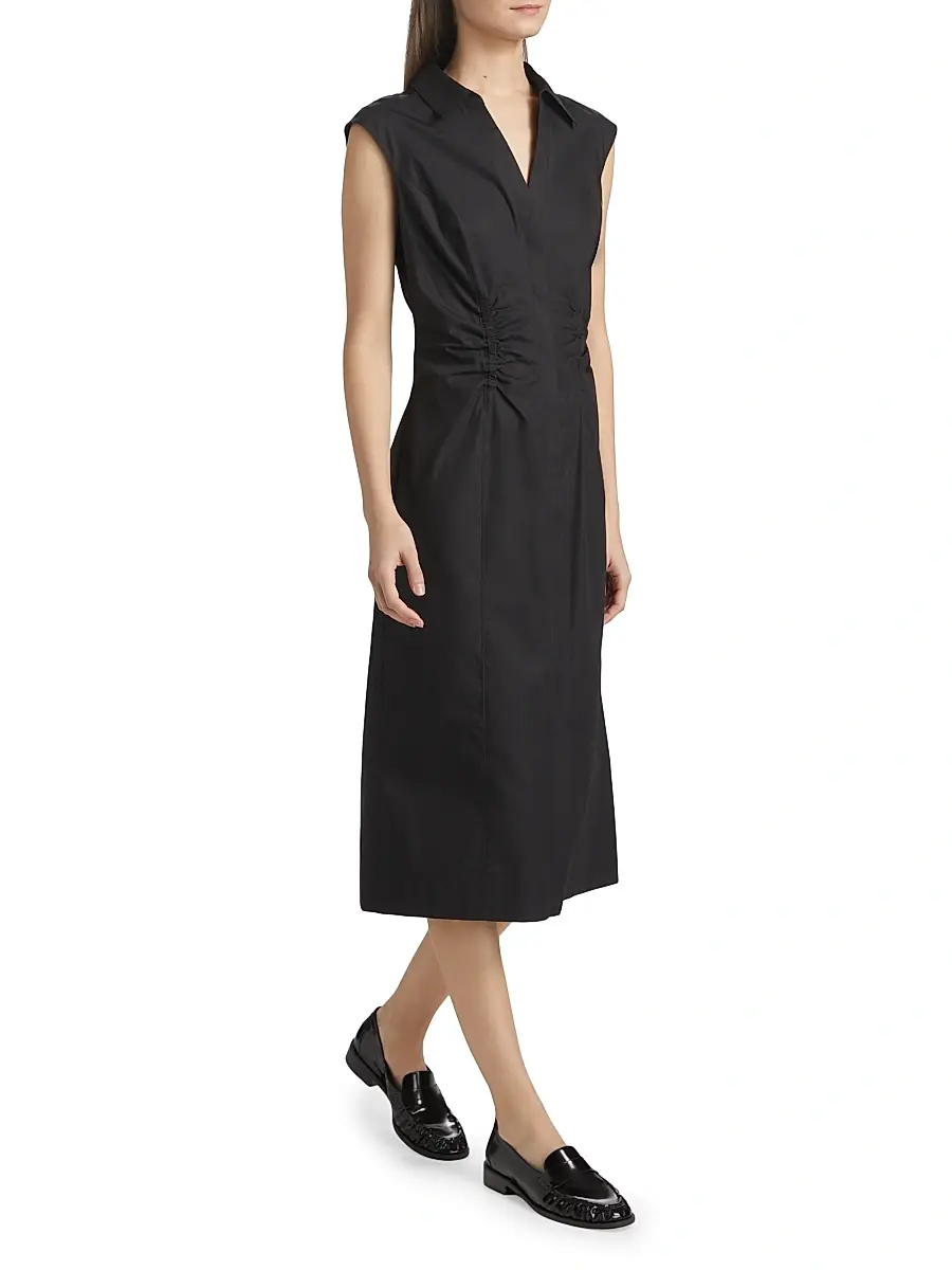 Derek Lam Women's Poplin Ruched Midi-Shirtdress | Thumbnail 4 Derek Lam Women's Poplin Ruched Midi-Shirtdress | Thumbnail 4