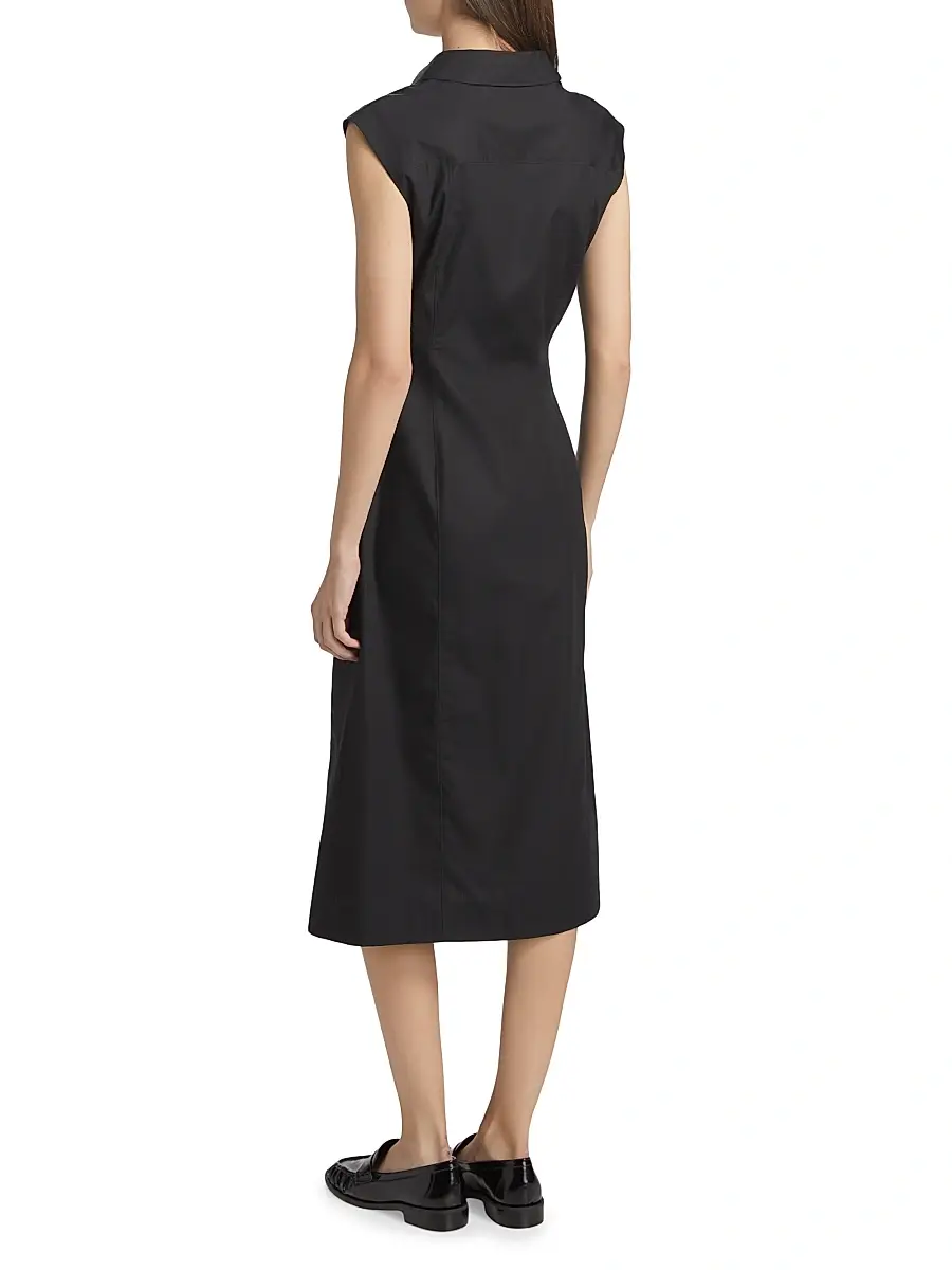 Derek Lam Women's Poplin Ruched Midi-Shirtdress | Thumbnail 5 Derek Lam Women's Poplin Ruched Midi-Shirtdress | Thumbnail 5