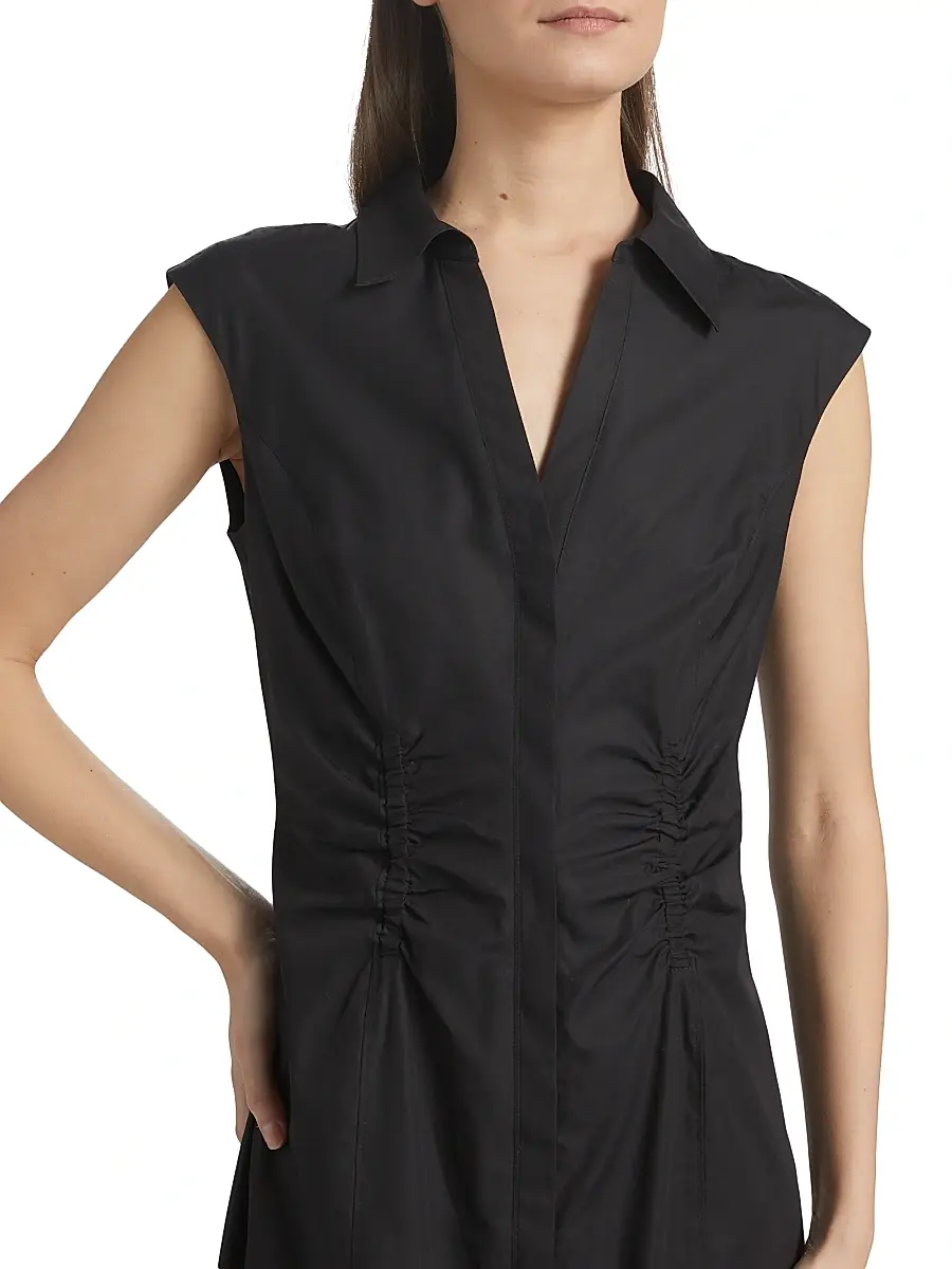 Derek Lam Women's Poplin Ruched Midi-Shirtdress | Thumbnail 6 Derek Lam Women's Poplin Ruched Midi-Shirtdress | Thumbnail 6