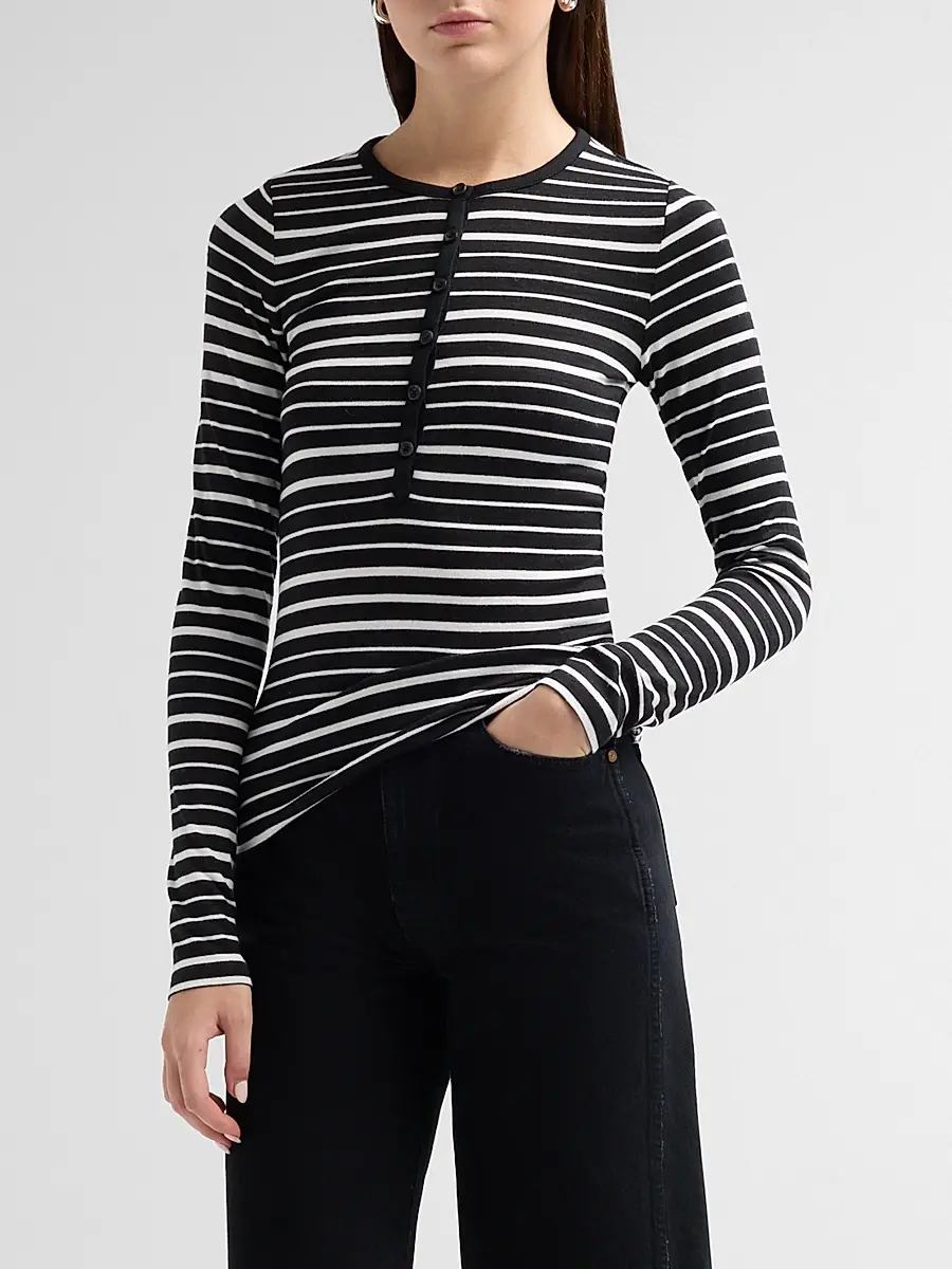 rag & bone Women's The Knit Striped Henley | Thumbnail 4 rag & bone Women's The Knit Striped Henley | Thumbnail 4