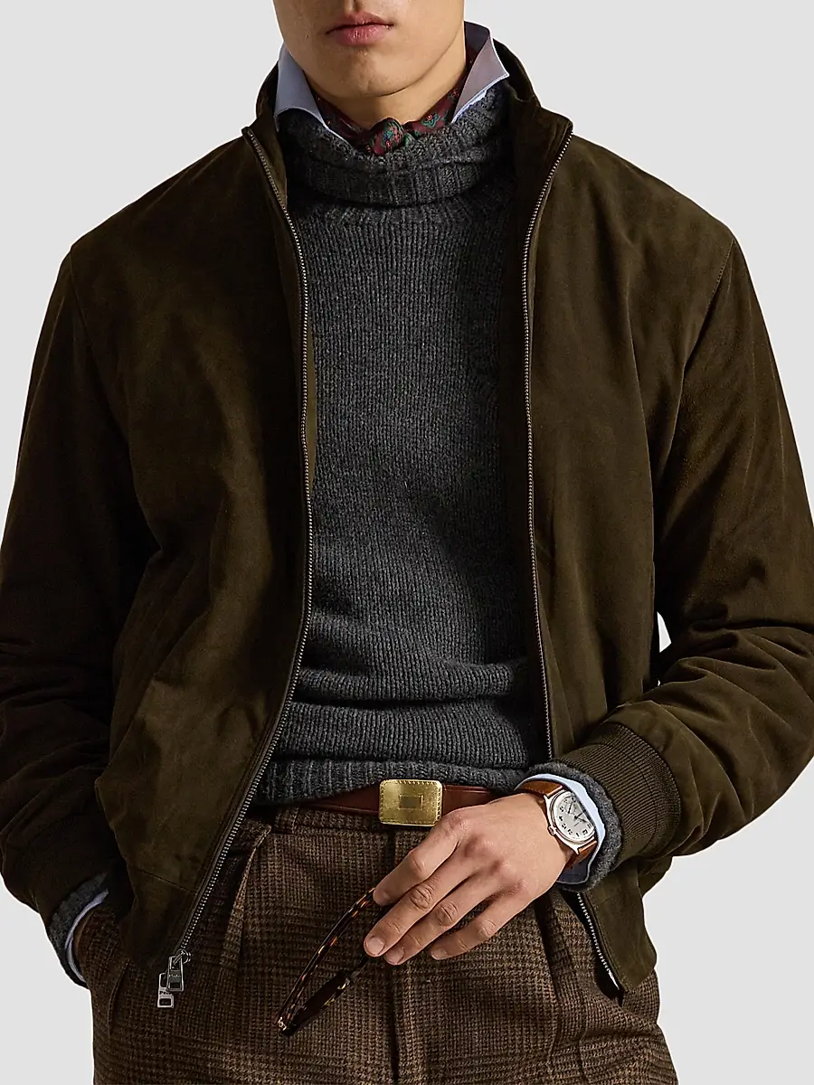 Polo Ralph Lauren Men's Charleton Suede Bomber Jacket | Thumbnail 4 Polo Ralph Lauren Men's Charleton Suede Bomber Jacket | Thumbnail 4