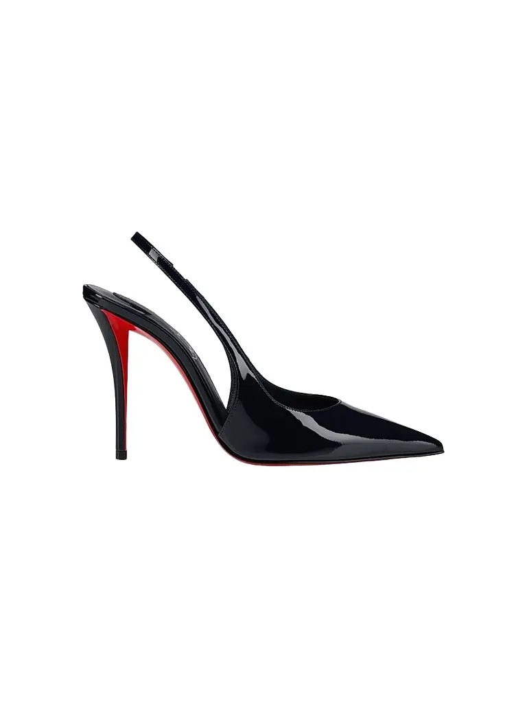 Christian Louboutin Women's Miss Z Patent Leather 100MM Sling Back Pumps - Marine | Image 1 Christian Louboutin Women's Miss Z Patent Leather 100MM Sling Back Pumps - Marine | Image 1