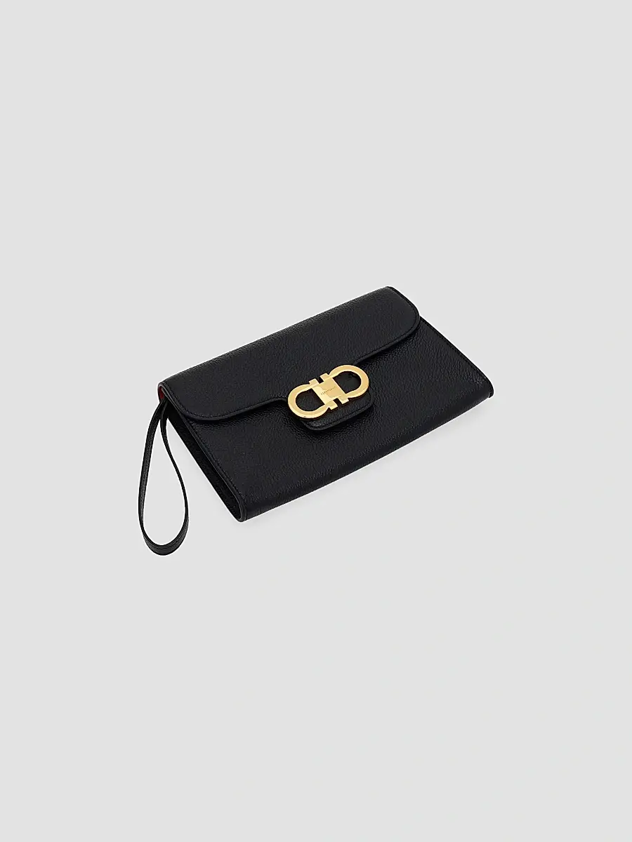 Ferragamo Women's Double Gancini Leather Clutch | Thumbnail 4 Ferragamo Women's Double Gancini Leather Clutch | Thumbnail 4