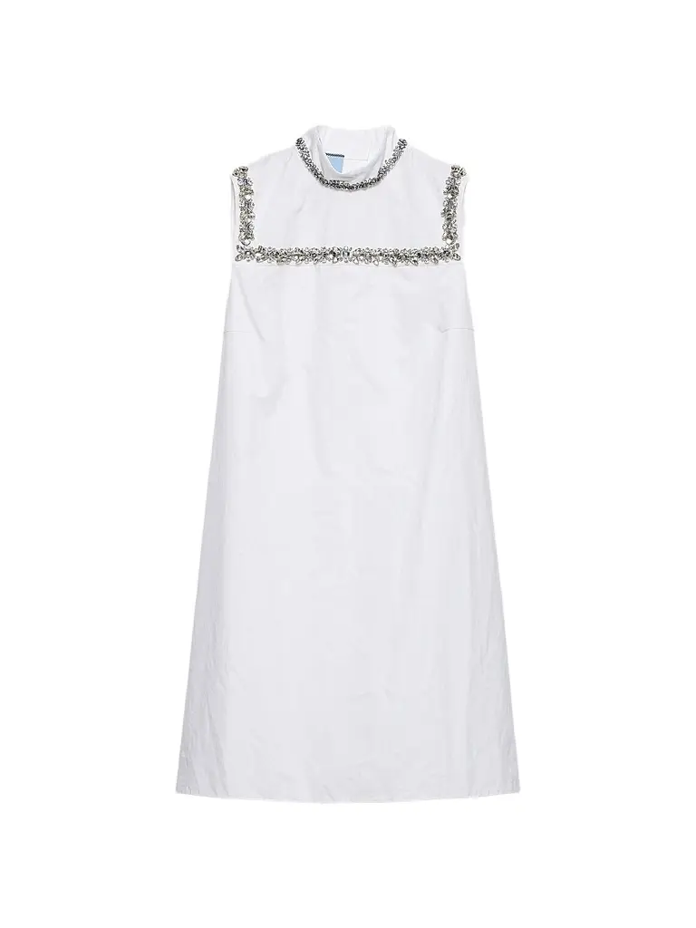 Prada Women's Embroidered Old Reps Fabric Mini Dress | Image 1 Prada Women's Embroidered Old Reps Fabric Mini Dress | Image 1